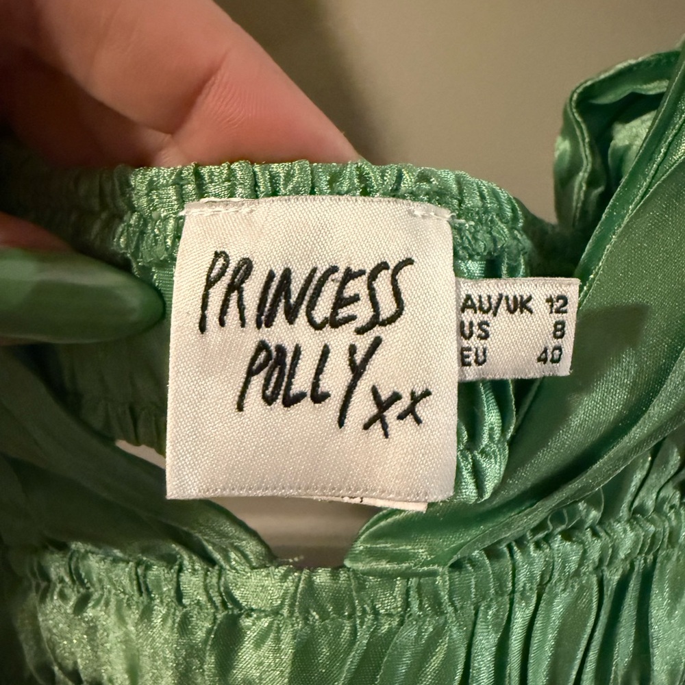 Princess Polly Green Satin V-Neck Bralette - Picture 2 of 2